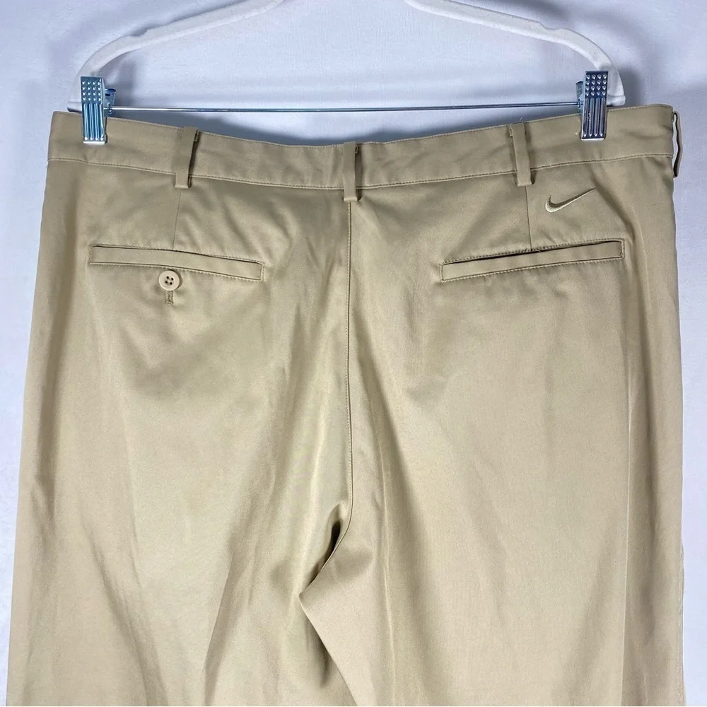 Nike Dri Fit Tech Golf Pants Beige Khaki Flat Front 319685-237 size 36x32